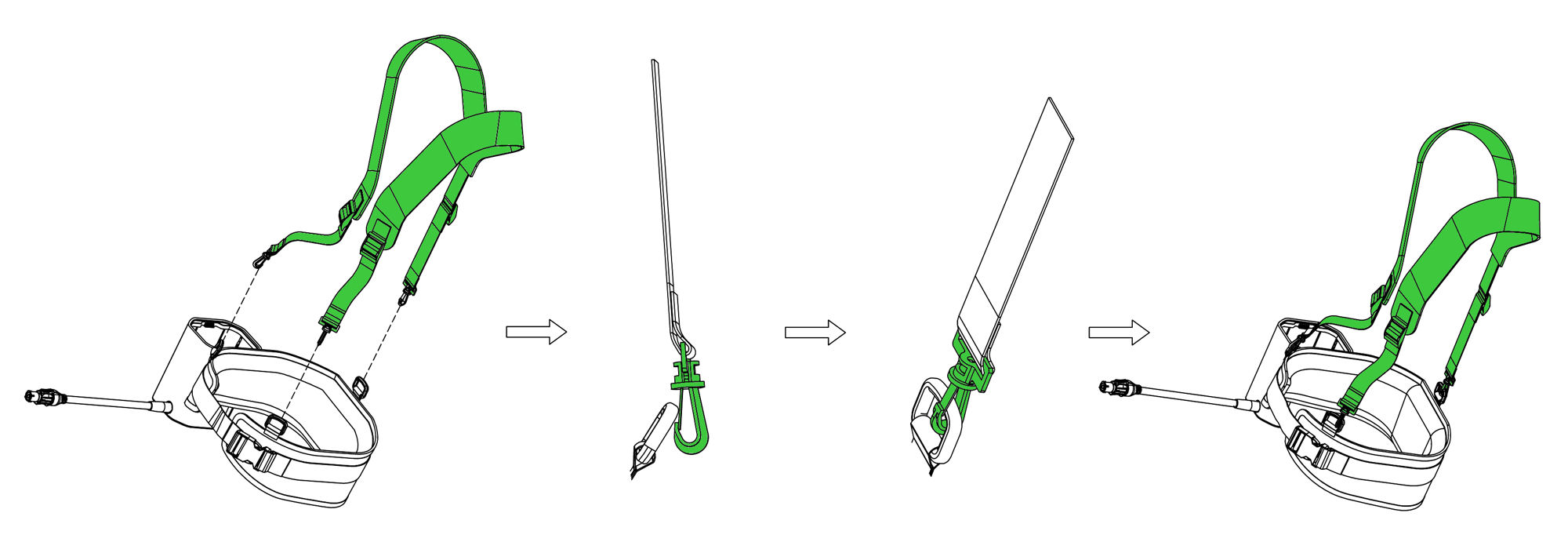 TEXAS Schultergurt für 58V Akkutasche - Ergonomisches Tragesystem für Batteriegehäuse