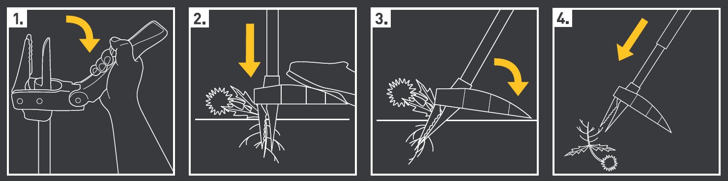 Texas Löwenzahnentferner Unkrautstecher 107cm Edelstahl Aluminium rückenschonend