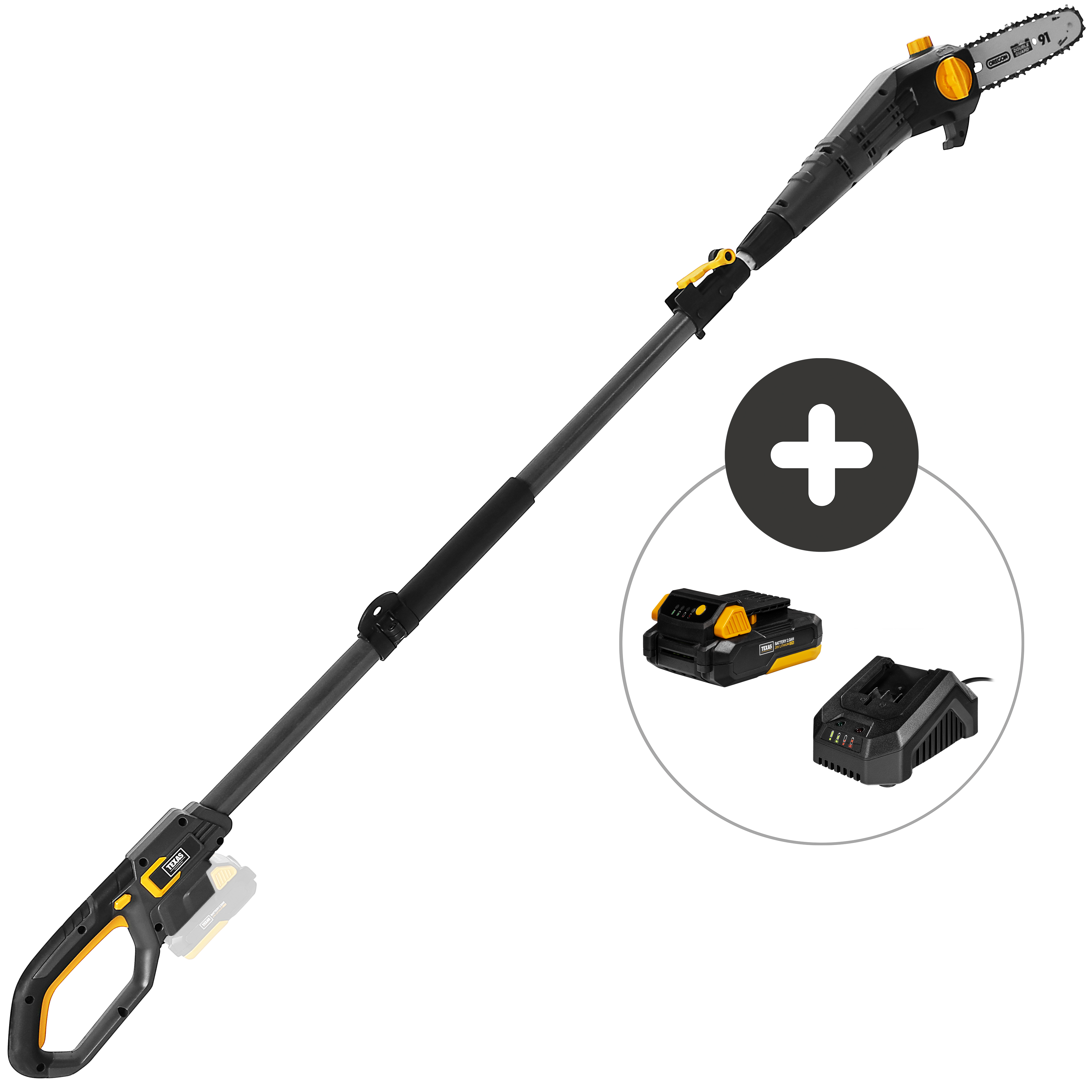 Texas Akku Teleskopkettensäge PCX2000 (20V) mit Akku+Ladegerät