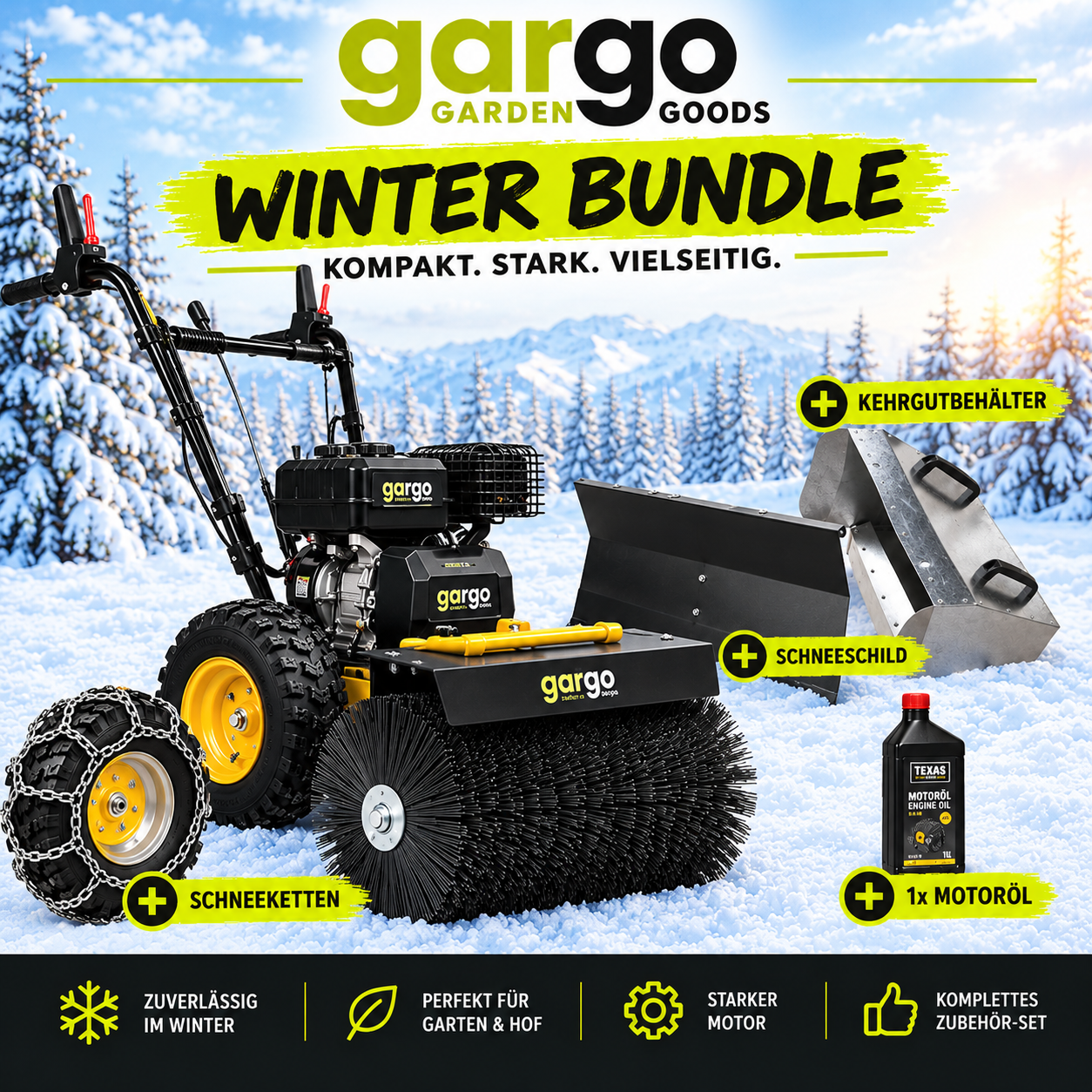 Texas Kehrmaschine - Handy Sweep 710 TG Winter Bundle